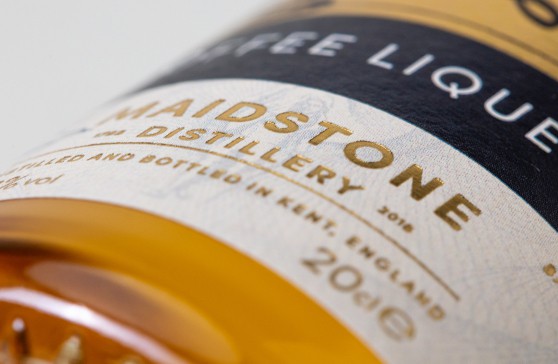 cold stamped foil label that was applied to a liquor bottle