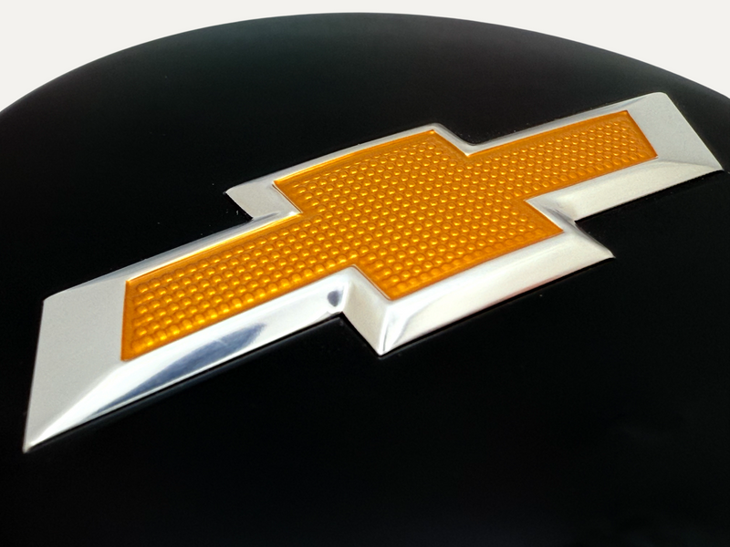 Sculpted aluminum badges with printing for Chevy