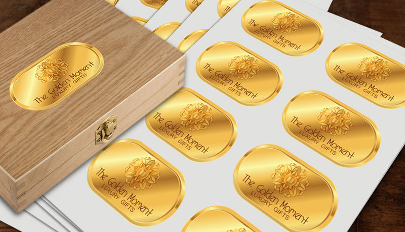 A sheet of golden labels for candle jars