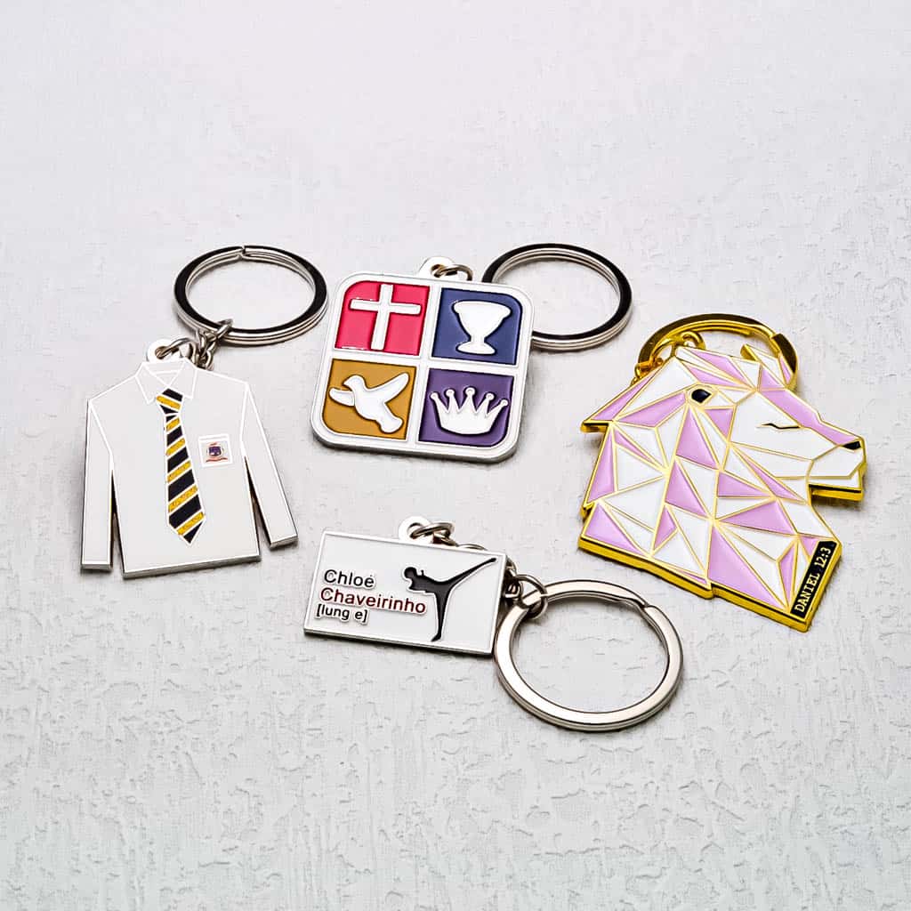 Collection of stamped keychains