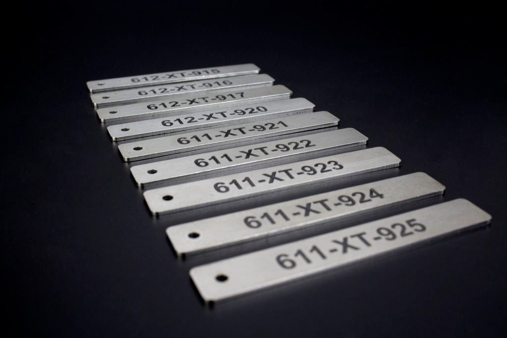 Stainless Steel labels with etched numbering on the surface