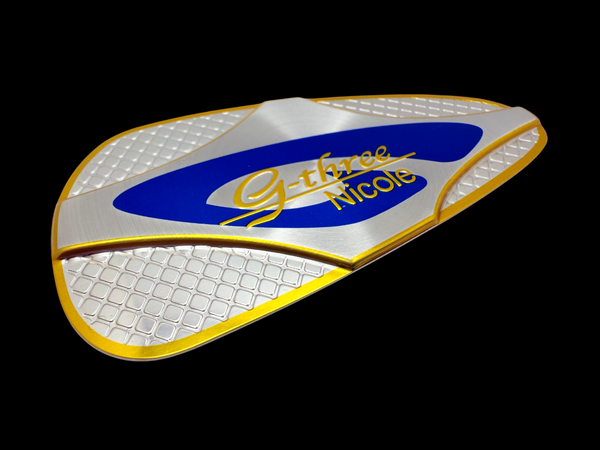 Sculpted Aluminum Badge With Printed Graphics