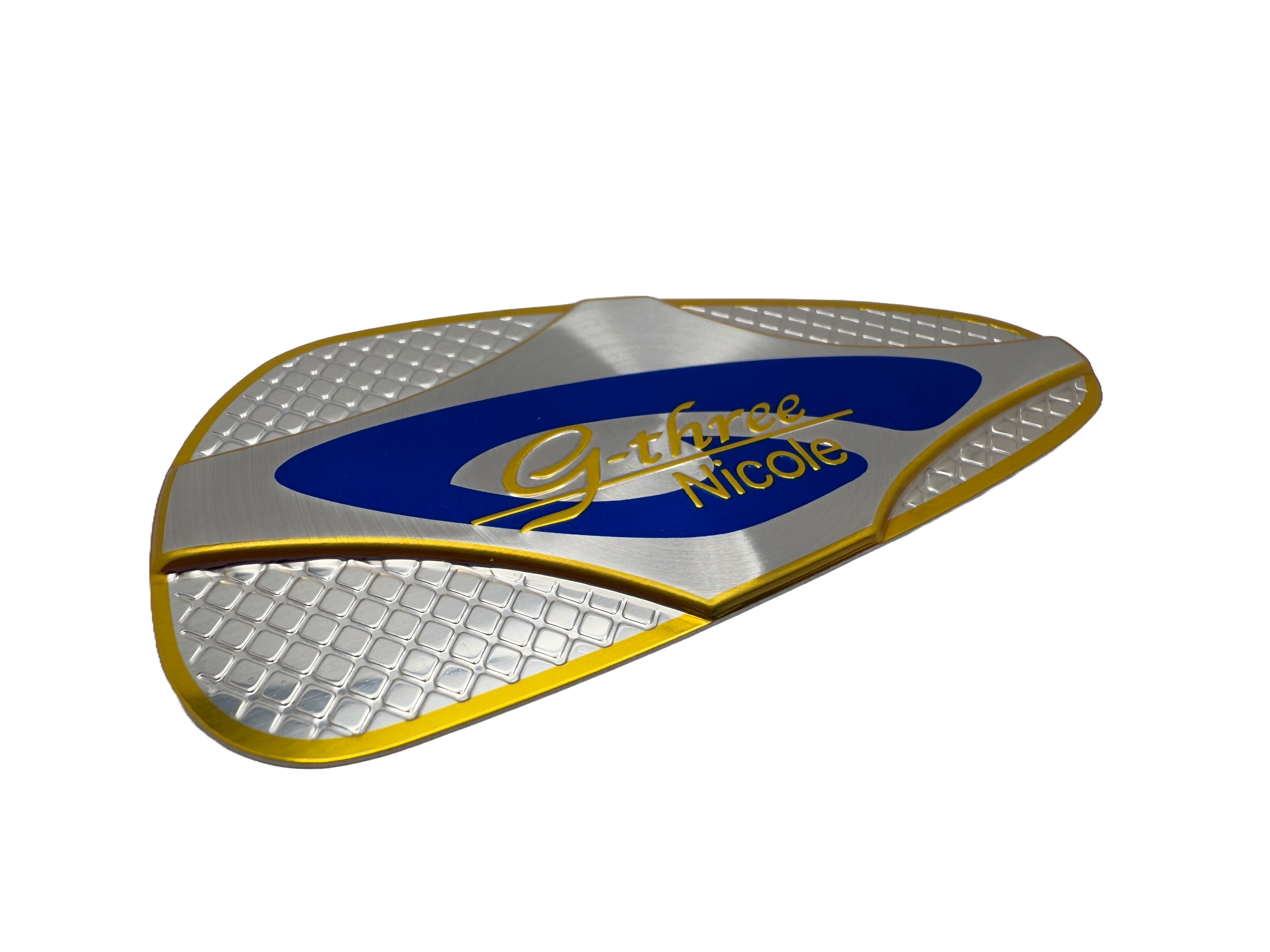 screen printed with stamping aluminum nameplate for the golf industry.
