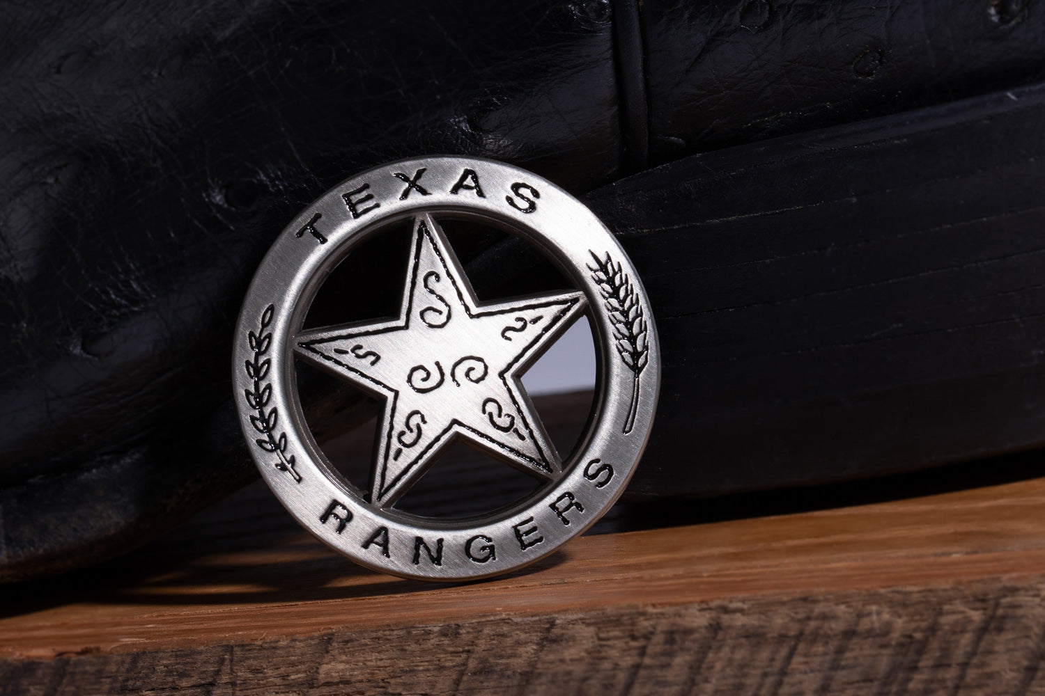 Texas Rangers challenge coin with antique silver finish