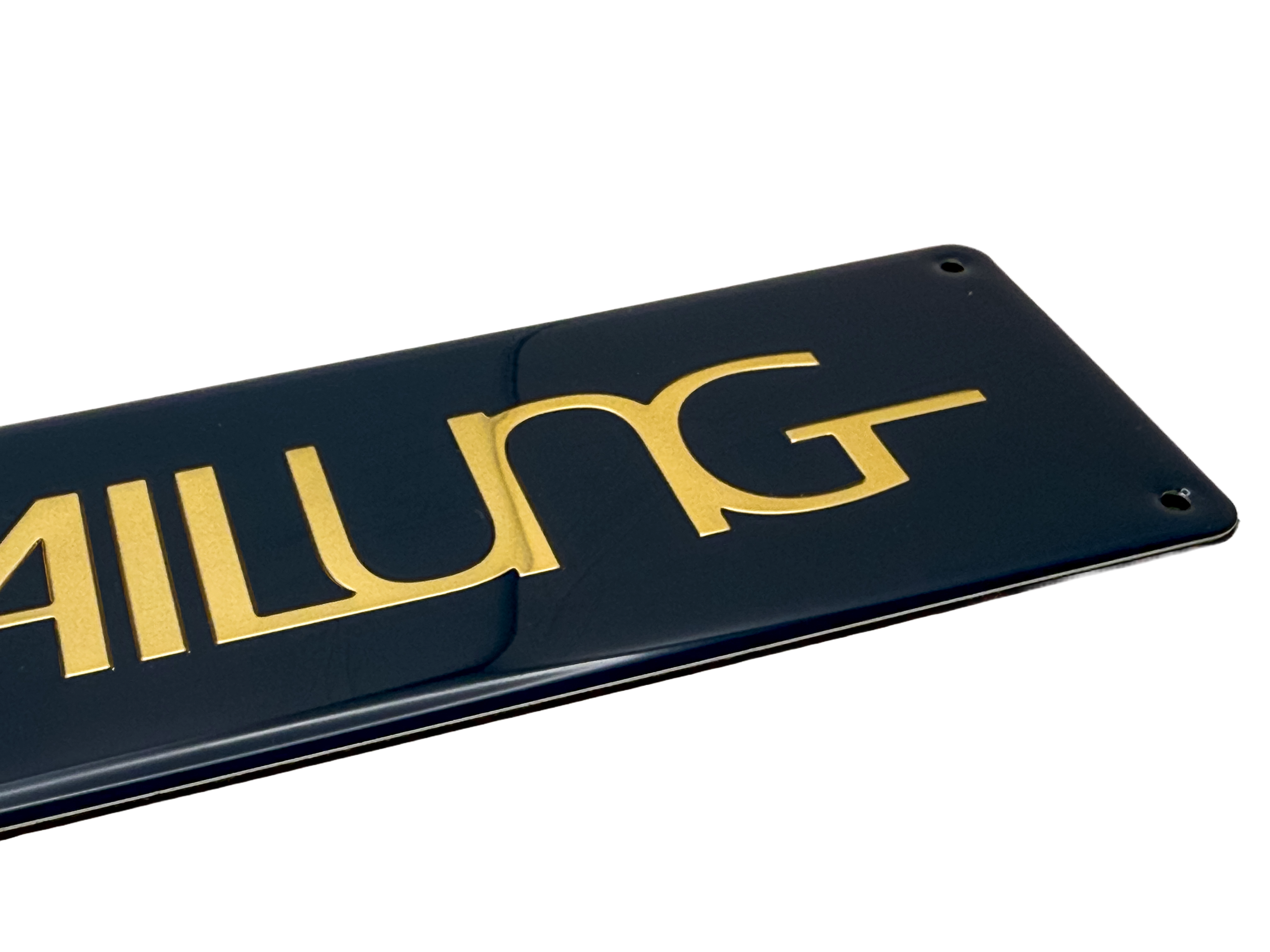 Printed &amp; embossed boat nameplate with a polyurethane resin dome. 