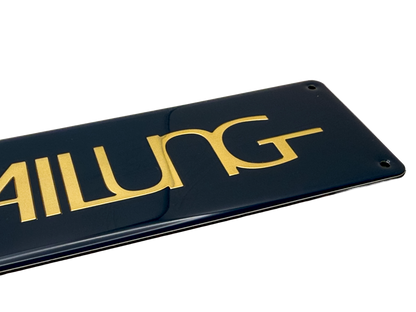 Printed &amp; embossed boat nameplate with a polyurethane resin dome. 