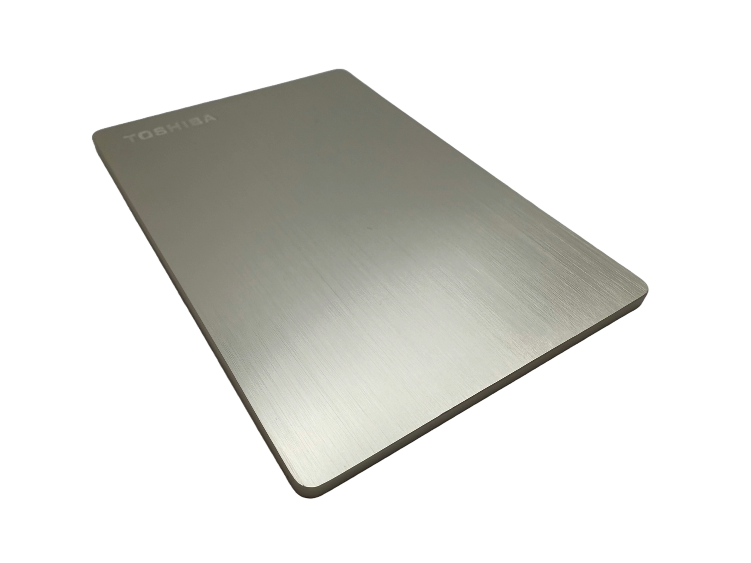 Toshiba metal faceplate with a silver brushed finish